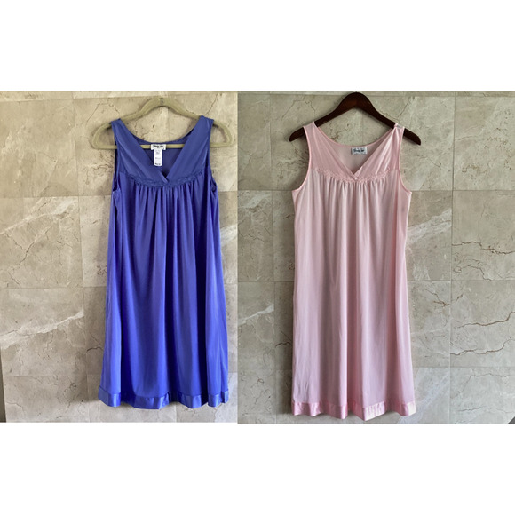 Vanity Fair Vintage Nightgowns, Lot of 2, Pink Purple Grandmacore 90s - Small - Picture 1 of 9
